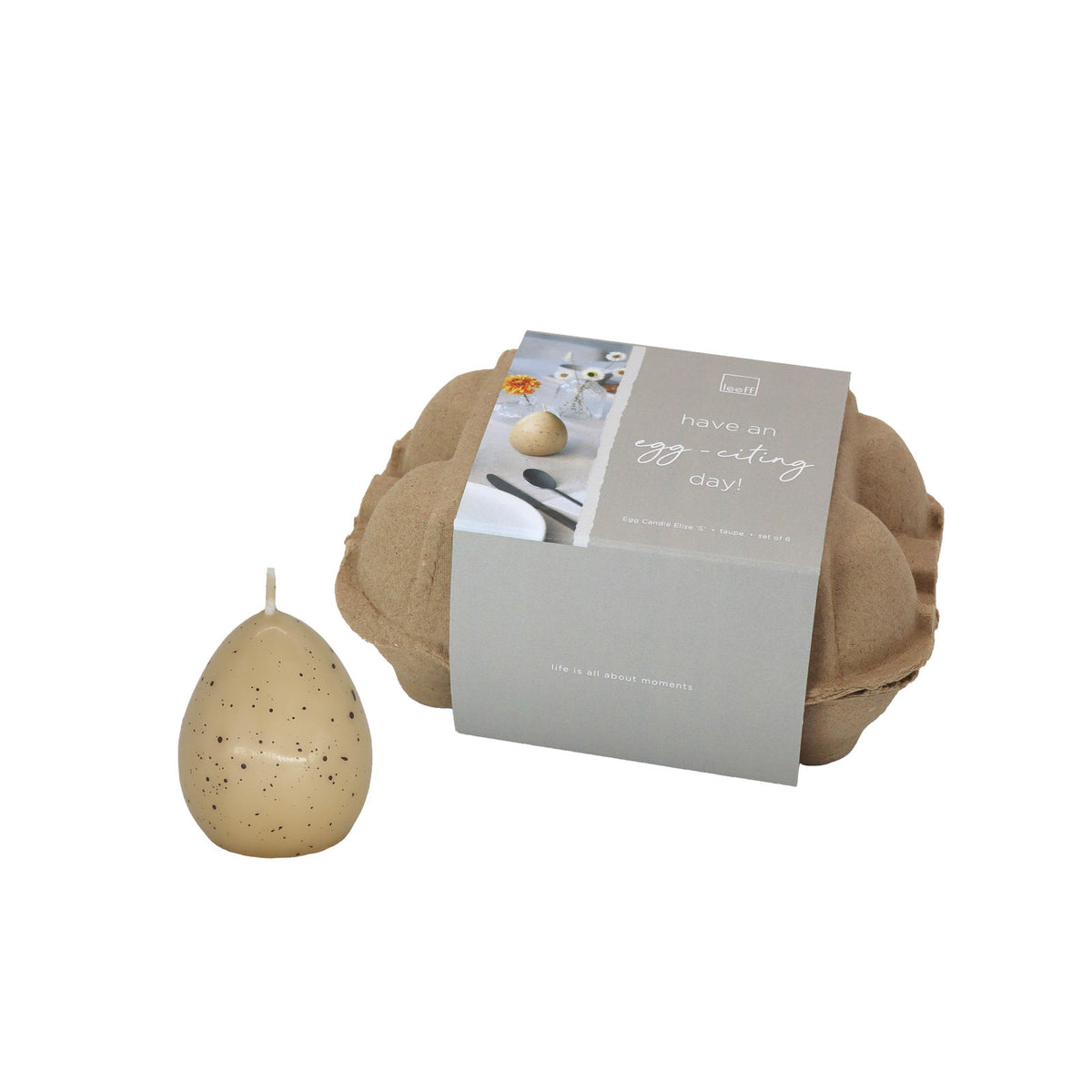 Leeff Egg Candle Elise S taupe, set of 6 - Have an Egg-citing day!