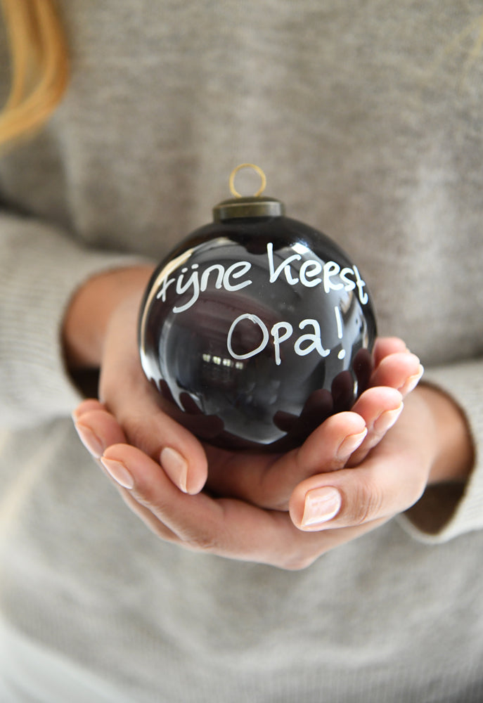 Leeff Kerstbal - Fijne kerst opa - handgeschreven donkergrijs