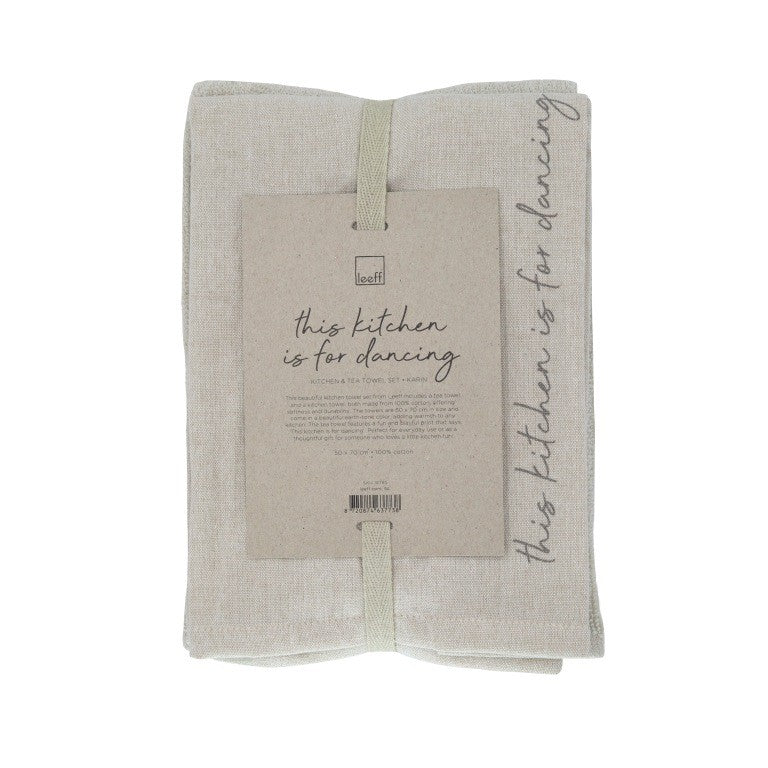 Leeff Kitchen & Tea Towel set Karin - This kitchen is for dancing