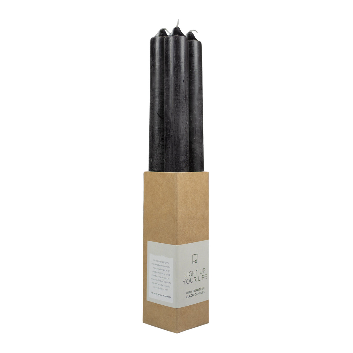 Leeff Dinnerkerzen Dewi Schwarz, 4er-Set