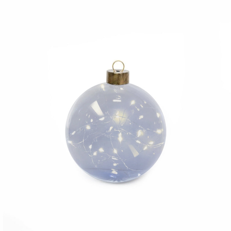 Leeff Kerstbal M met LED slinger lichtgrijs