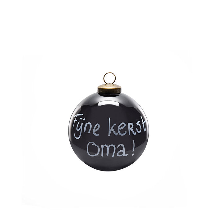 Leeff Kerstbal - Fijne kerst oma - handgeschreven lichtgrijs
