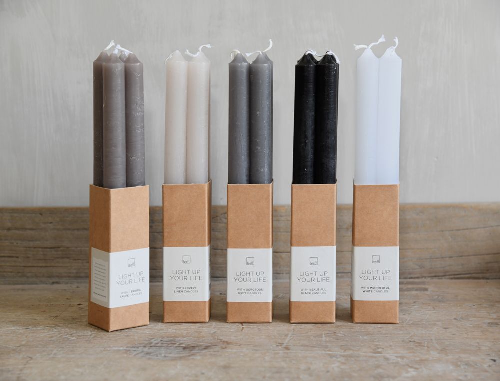 Leeff Dinner Candles Dewi Grey, set of 4
