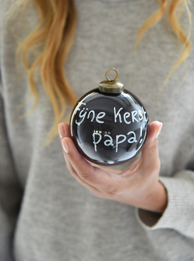 Leeff Kerstbal - Fijne kerst papa - handgeschreven lichtgrijs