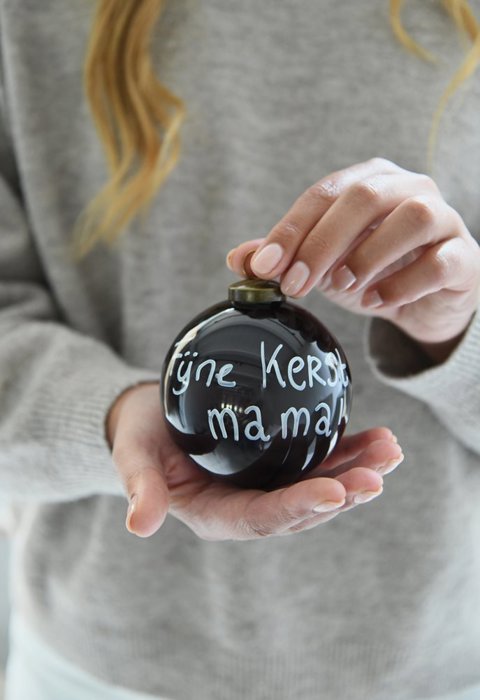 Leeff Kerstbal - Fijne kerst mama - handgeschreven donkergrijs