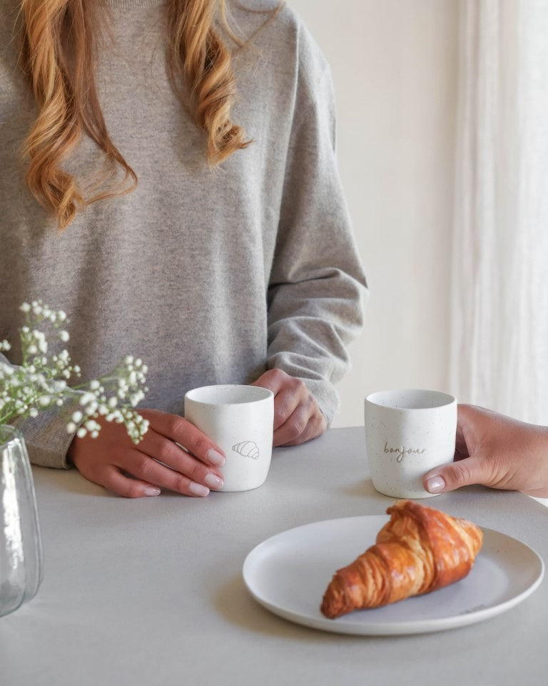 Leeff Mugs Croissant - Bonjour, set of 2